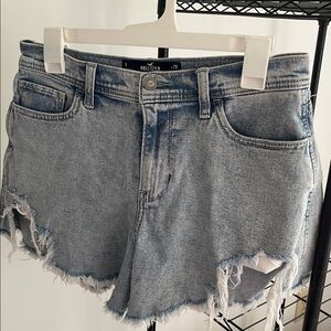 Hollister Light Blue Frayed Denim Shorts